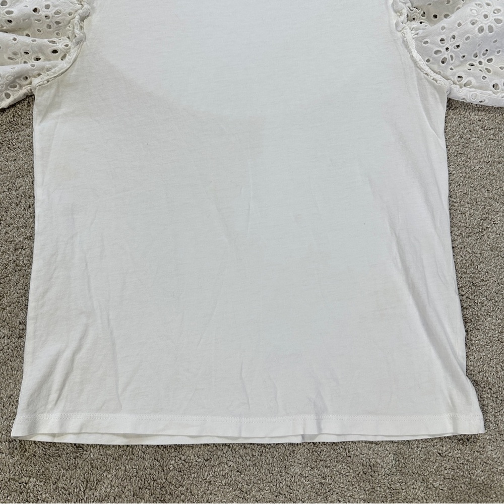 Veronica Beard Jeans Women’s Eyelet Puff Sleeve Top Boho in White Size XS - Picture 3 of 13
